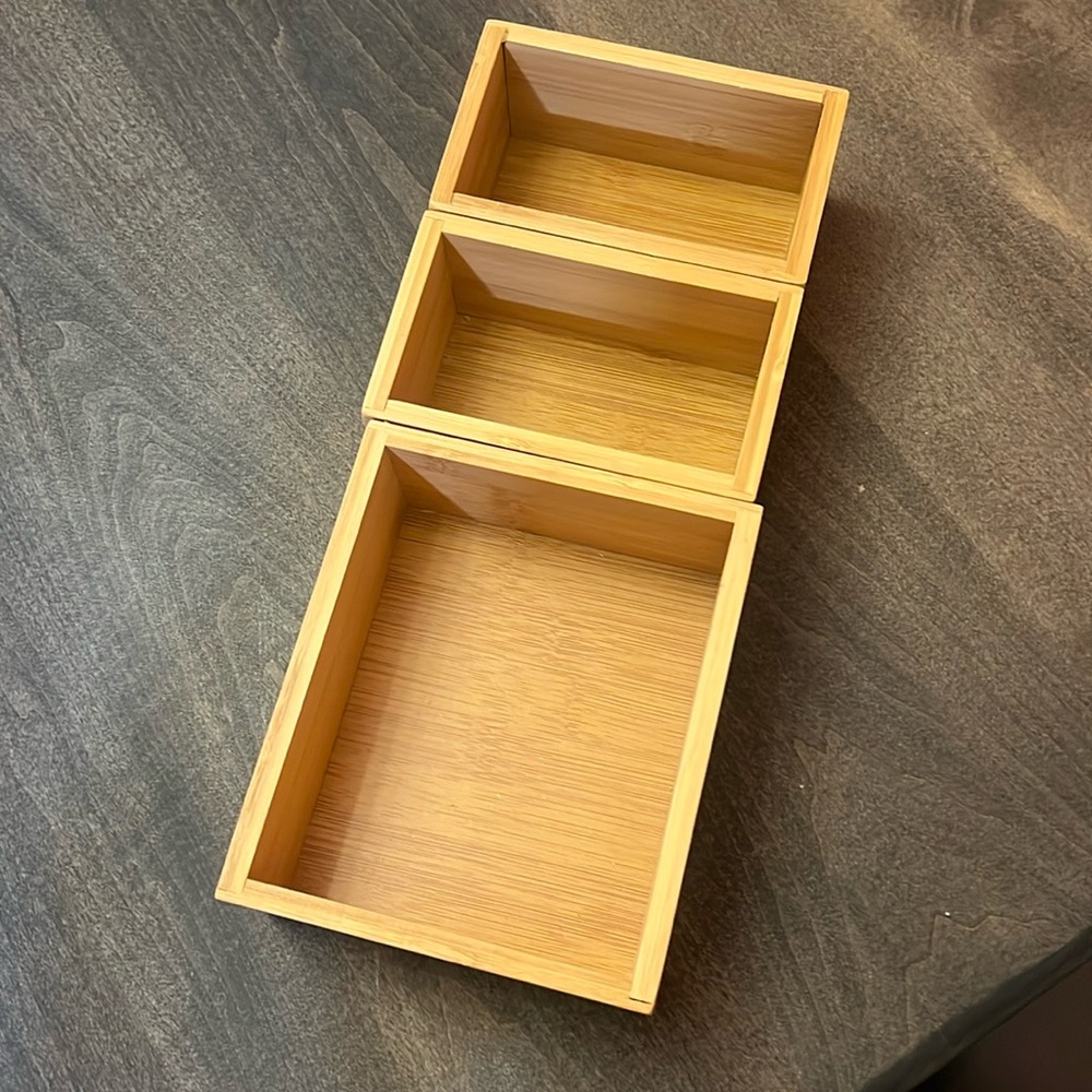 Set of 3 bamboo storage boxes